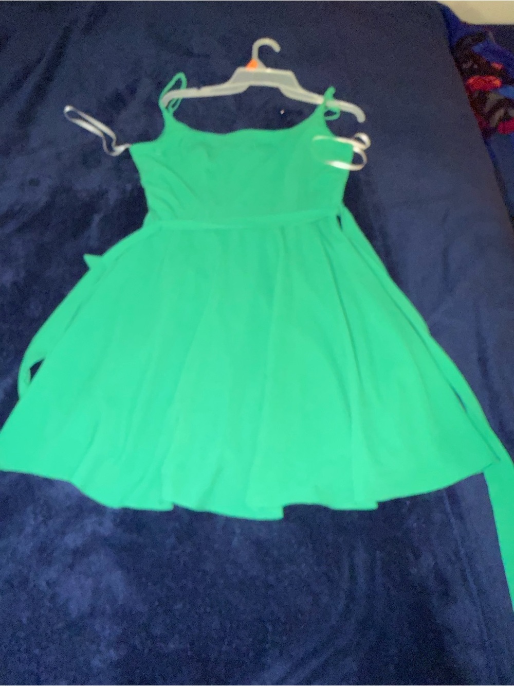 B. Smart Bright Green Spaghetti-Strap Fit & Flare Dress